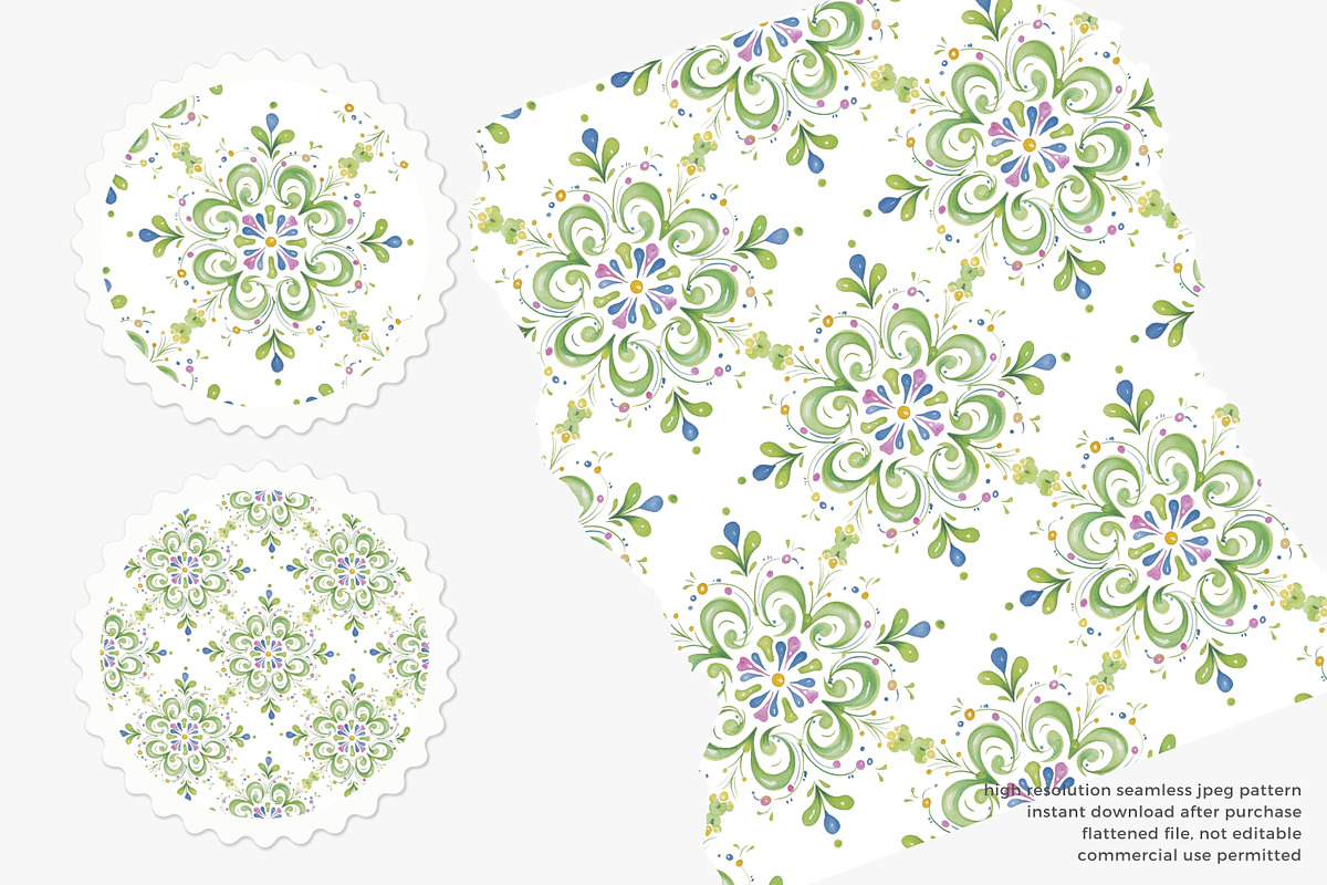 hand painted tile pattern, a Pattern Graphic by Pink Studio Art (Photo 4 of 4)