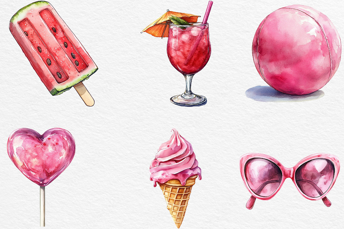 Pink Coquette Hello Summer Clipart, an Illustration by Black Bird Studio (Photo 4 of 6)
