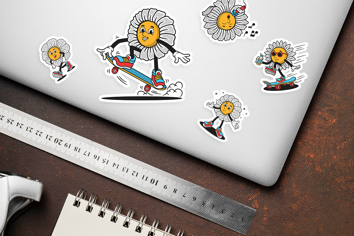 Retro Flower Mascot Illustration, an Object Illustration by Decoconio Design (Photo 6 of 7)