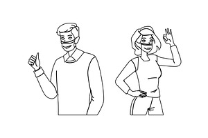 protection wearing face mask vector, a Person Illustration by pikepicture