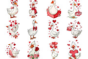 Goose Valentine Clipart Sublimation, an Illustration by Designking (Thumbnail 2 of 5)