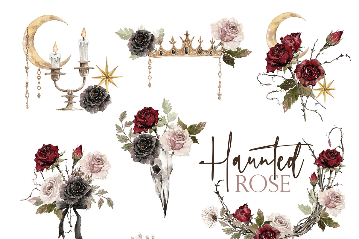 Watercolor Clipart - Haunted Rose, a Decorative Illustration by Beigetime (Photo 5 of 12)