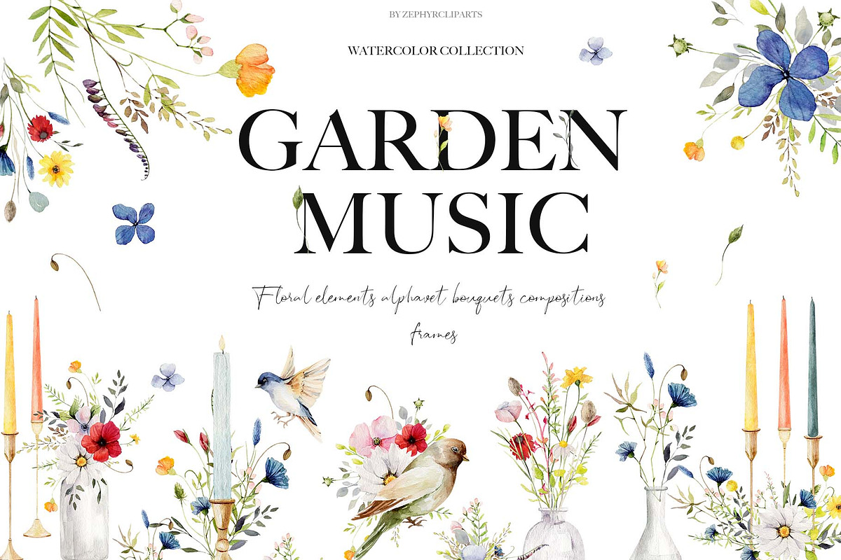 Wildflowers Floral Clipart Set, a Decorative Illustration by anastasiia.art (Photo 1 of 9)