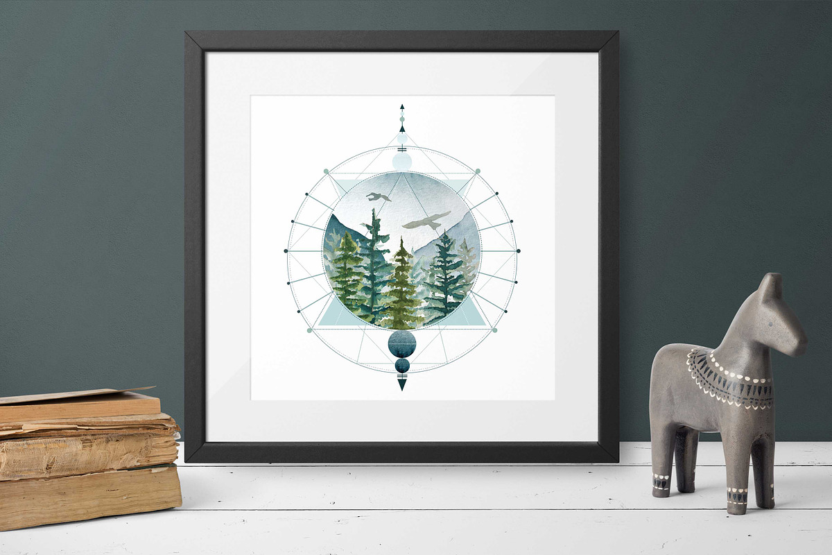 Watercolor fir trees and mountains, an Illustration by marie dricot (Photo 5 of 11)