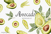 Avocado watercolor set, a Food Illustration by Daryartsy (Thumbnail 1 of 5)