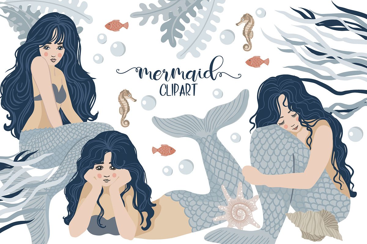 Mermaids and under the Sea clipart, an Object Graphic by KupalinaArt (Photo 1 of 10)