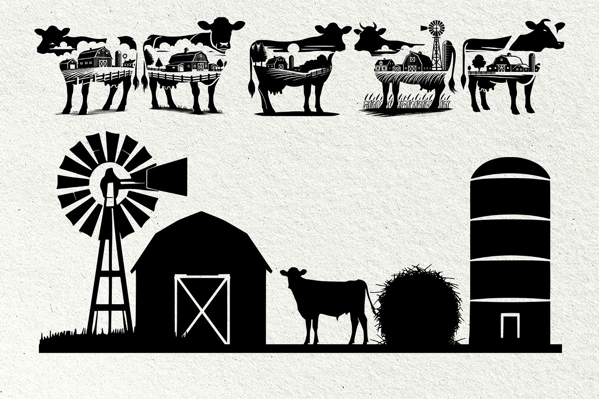 Cow SVG Bundle. Farm scene, an Animal Illustration by DENIDigitalArtSudio (Photo 7 of 8)