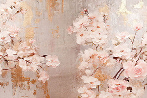 Distressed Gold Oil Painting Floral