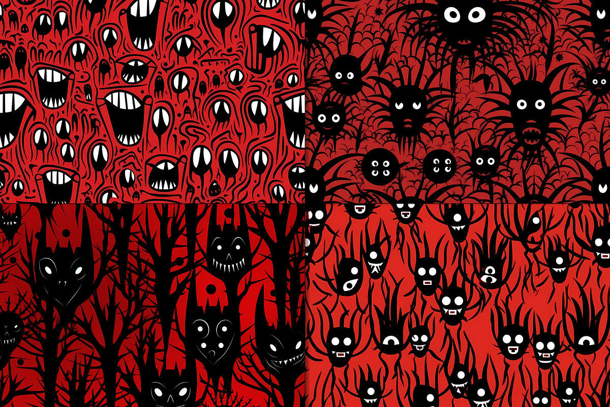 20 Seamless Red and Black Horror Set, a Pattern Graphic by Nordic Design (Photo 9 of 9)