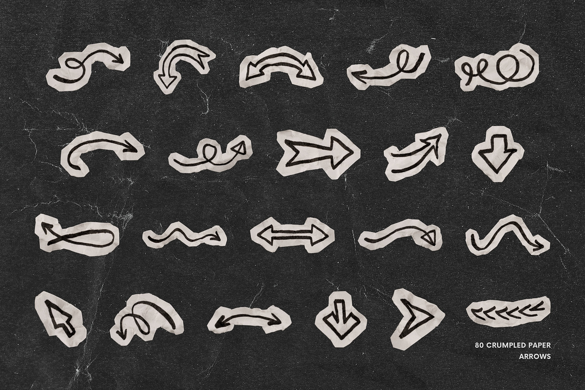 80 Crumpled Paper Arrow Doodles, an Object Graphic by Ksuview (Photo 3 of 6)