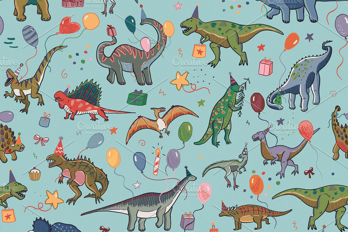 Dinosaur Birthday Party, a Pattern Graphic by GooseFrol (Photo 9 of 12)