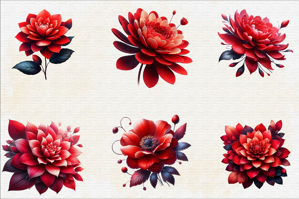 Watercolor Red Flowers Sublimation C, an Illustration by SVGArt (Photo 2 of 7)