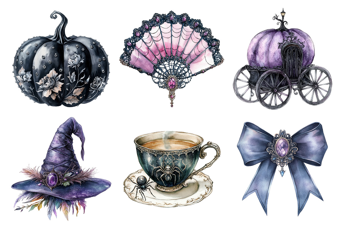 Black Purple Gothic Halloween Clipar, an Illustration by Daily.Designs (Photo 2 of 5)