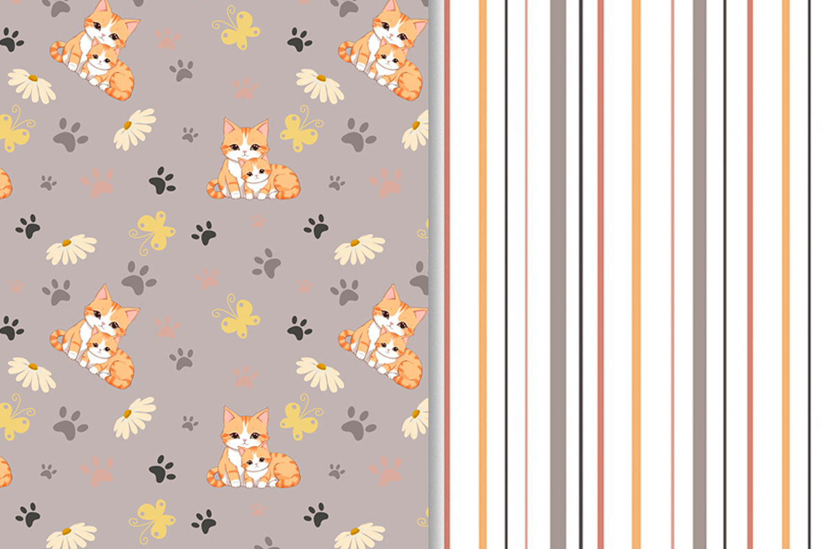 Digital Paper Cat and Kitten., a Pattern Graphic by TetianaArt (Photo 6 of 6)