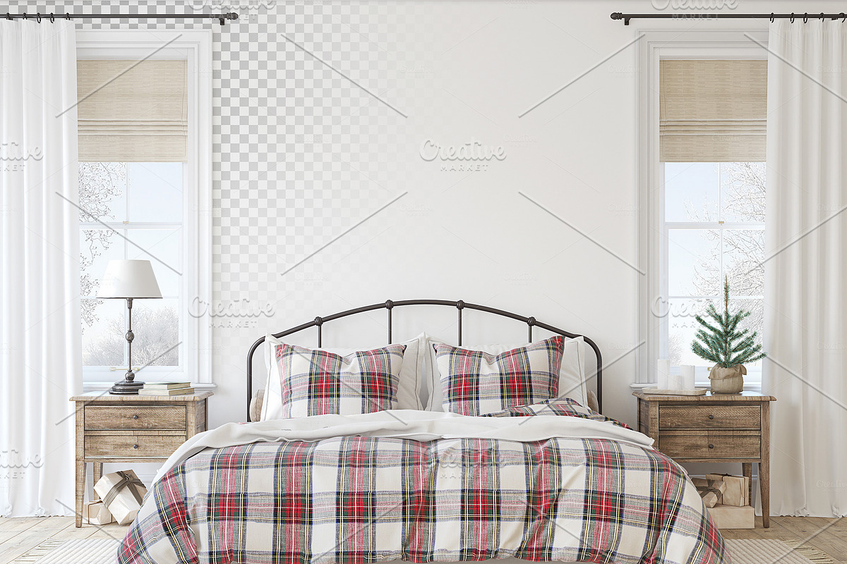 CHRISTMAS BEDROOM Wall&Frame Mockups, a Poster Template by MyHomeMockups (Photo 3 of 9)