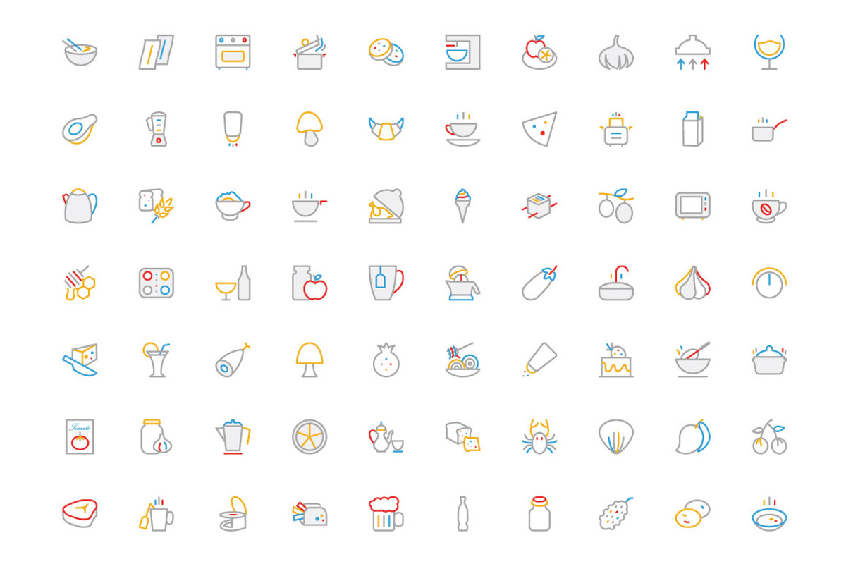 300 Food Colored Line Icons preview 4