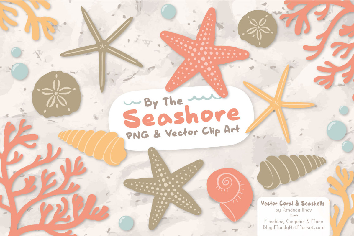 Antique Peach Vector Seashells, an Illustration by Amanda Ilkov (Photo 1 of 5)