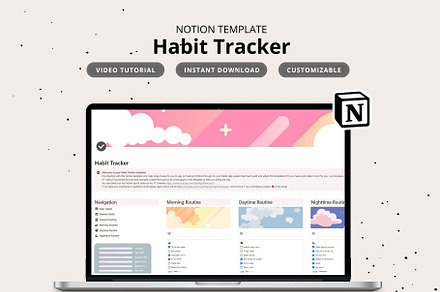 Habit Tracker Notion Template, a Templates & Theme by Saving Time Designs