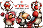 Whimsical Valentine Birds Clipart, an Illustration by cherrydesign (Thumbnail 1 of 4)