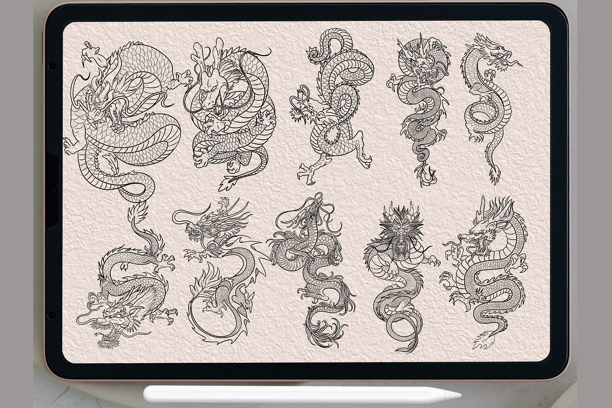dragon Dragon Stamps procreate, a Brush Add-On by TaKong Magics (Photo 3 of 4)