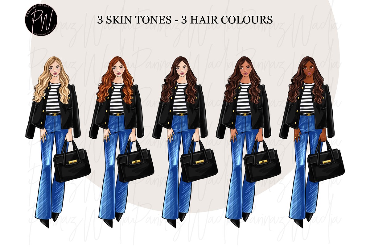 Fashion Girl 61 Watercolor Clipart, a Person Illustration by Parinaz Wadia Design (Photo 6 of 15)