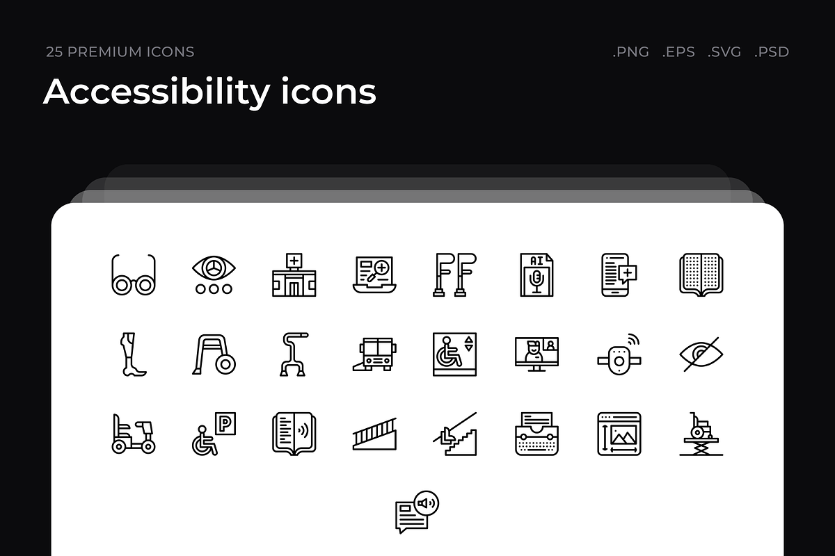 Accessibility icons, an Outline Icon by Wencory