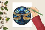 Dragonfly Stained Glass Clipart, an Illustration by RobertsArt (Thumbnail 5 of 7)