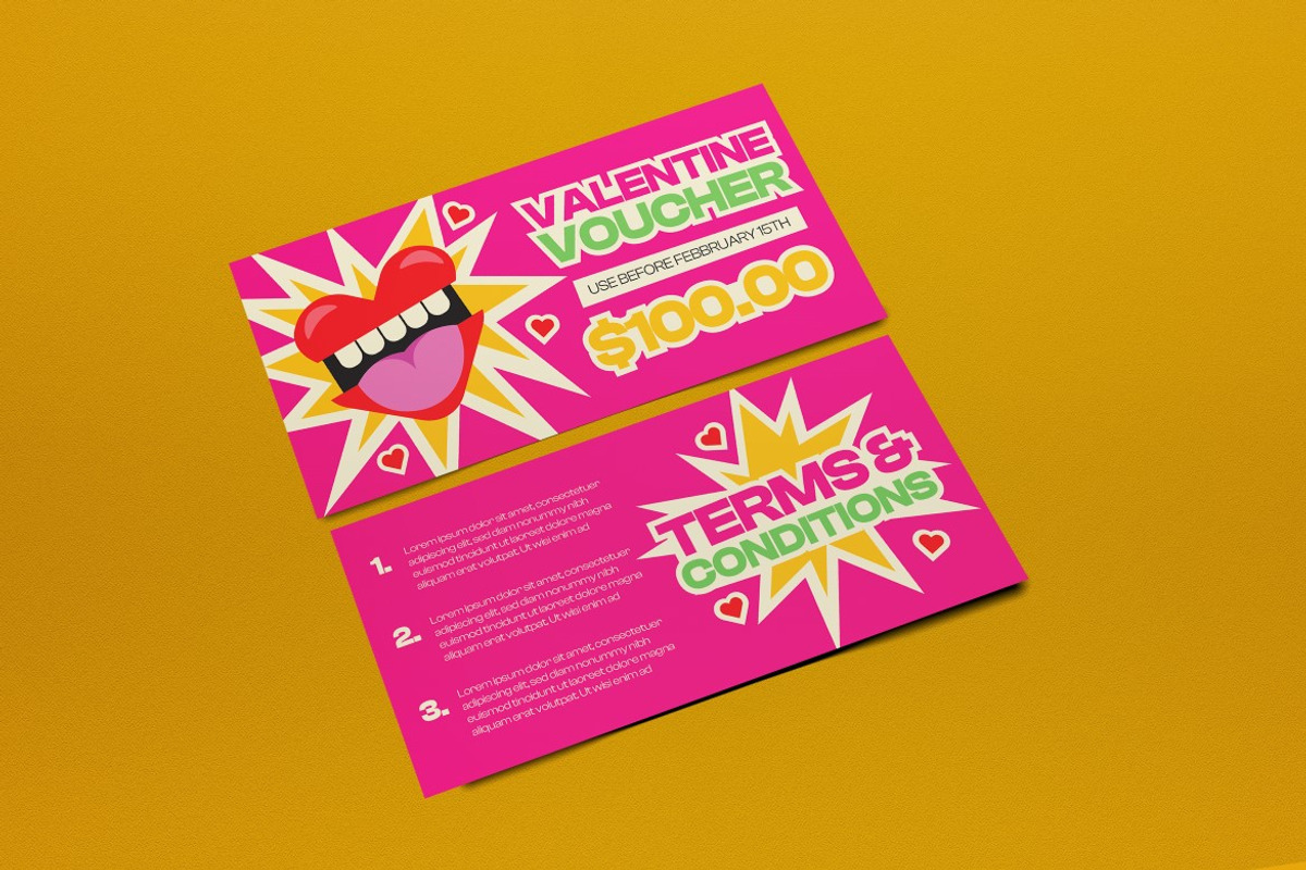 Pink Quirky Valentine Voucher, a Card Template by graphicook (Photo 2 of 3)