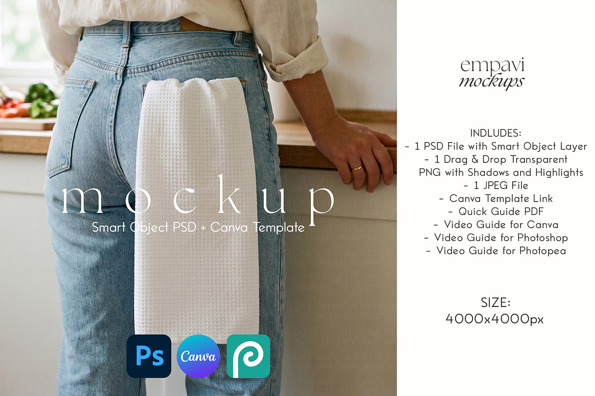Waffle Tea Towel Mockup, a Household Mockup by EmpaviMockups (Photo 1 of 6)