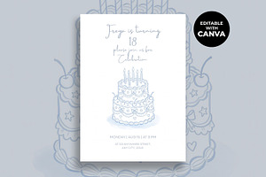 Blue Vintage Birthday Invitation, an Invitation Template by M9 Design