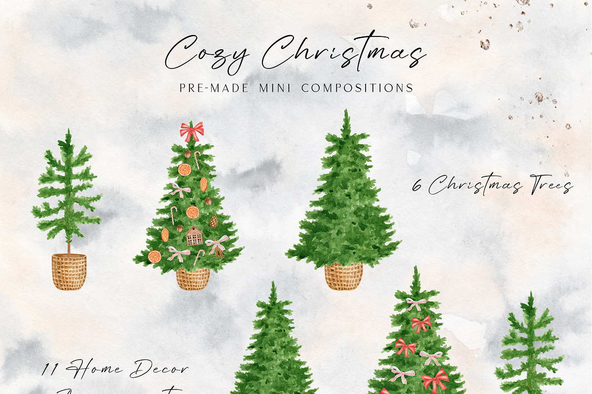 Cozy Christmas Watercolor Collection, a Decorative Illustration by Olya Haifisch (Photo 8 of 12)