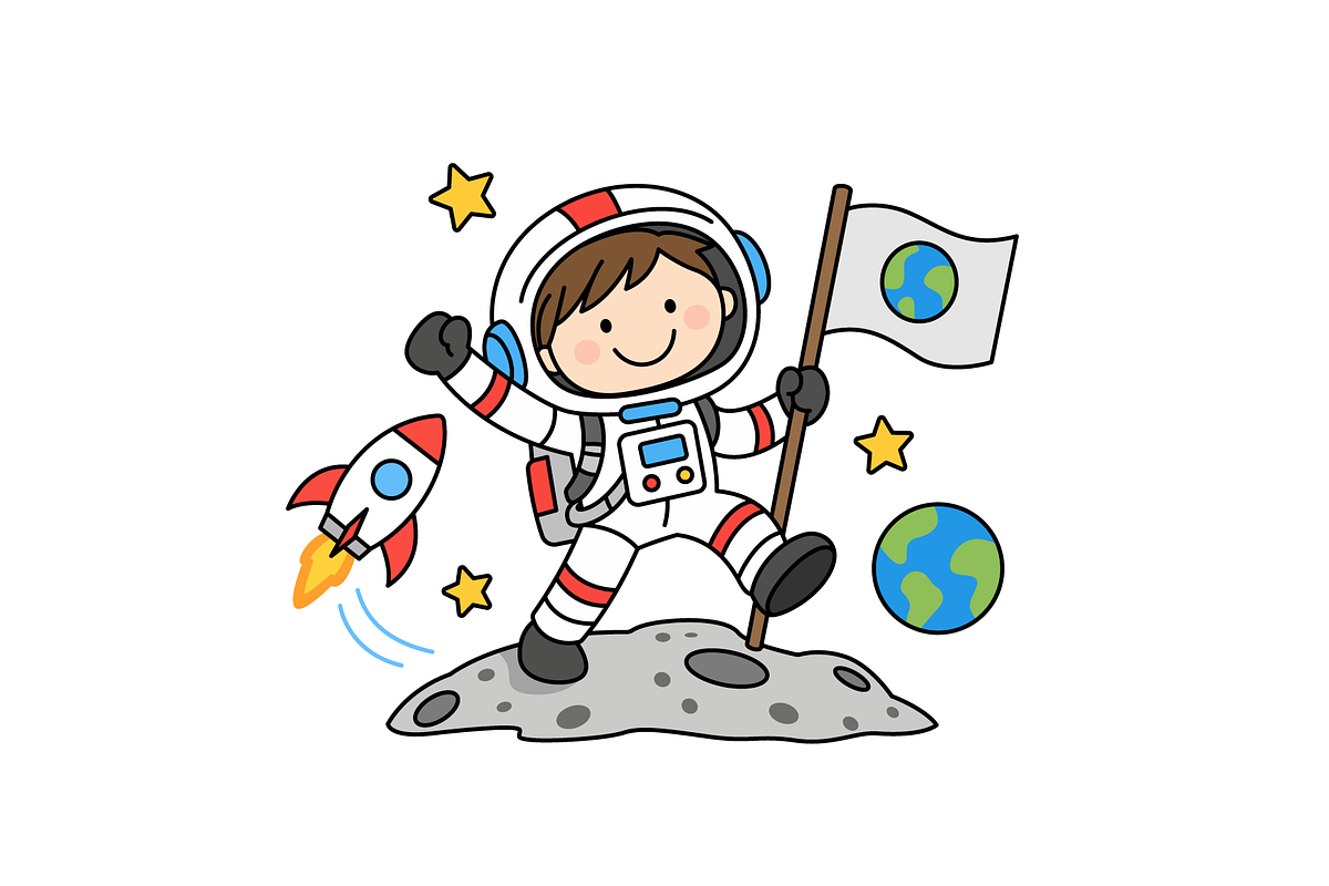 Space Explorer Astronaut Cartoon, a Person Illustration by Artpon Illustration (Photo 1 of 3)