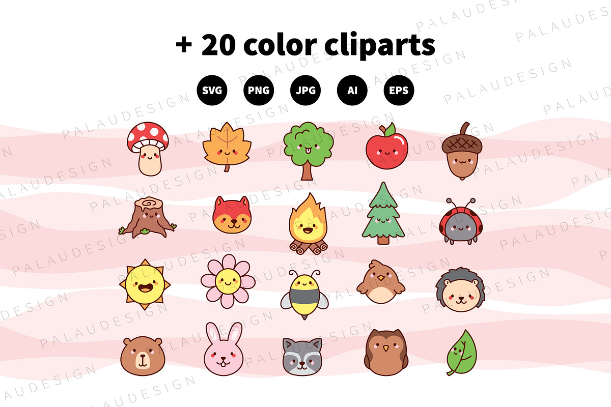 Cute Forest Characters Outline, a Seasonal Illustration by Palau (Photo 10 of 12)