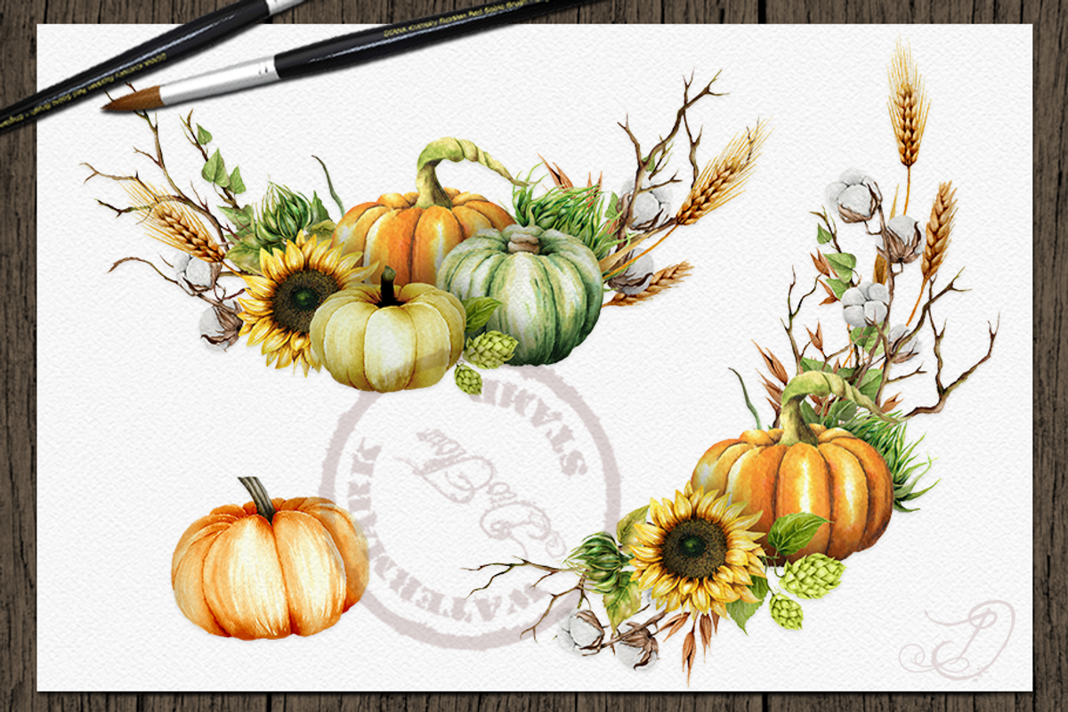 Pumpkin Truck Watercolor Clip Art, a Decorative Illustration by DioFlow (Photo 5 of 6)