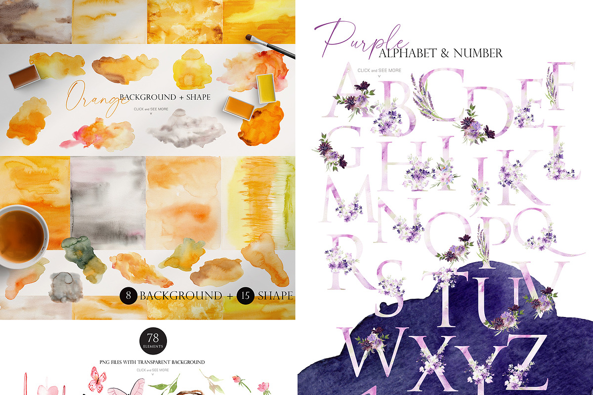 Watercolor Flower Bundle-50 in 1, an Illustration by Beigetime (Photo 9 of 10)