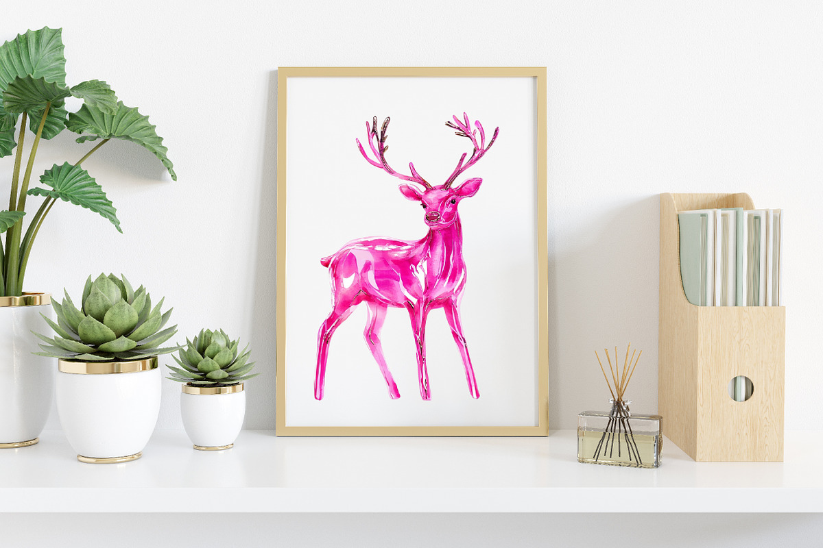Watercolor Pink Christmas Clipart, an Illustration by Canvas Craft (Photo 4 of 7)