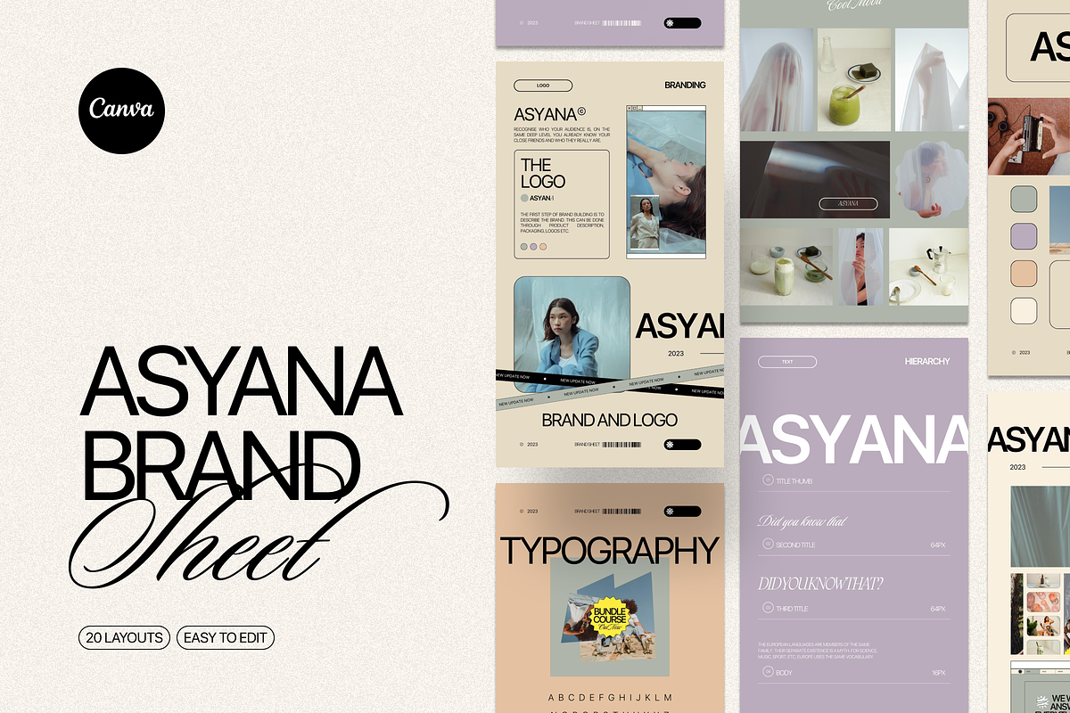Asyana - Brand Sheet Template, a Branding & Logo Template by Creavora (Photo 1 of 9)