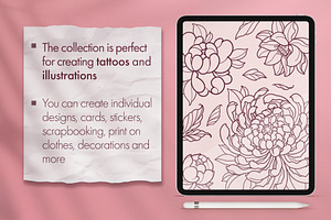 Floral Procreate Stamps For Tattoo