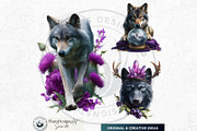 Watercolor Mystic Wolves Clipart Set, an Animal Illustration by ThatsDesignArt (Thumbnail 9 of 15)