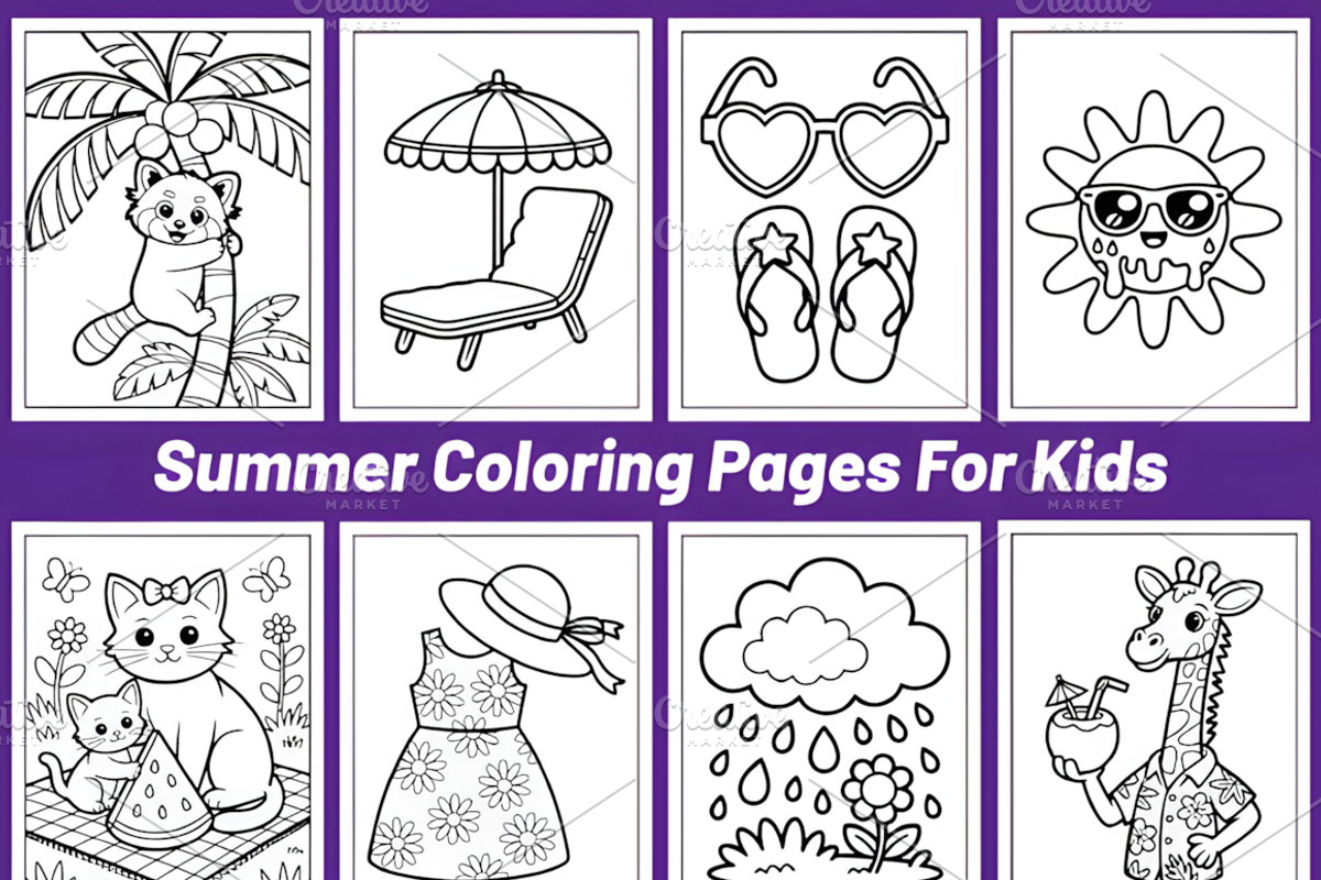120 SUMMER COLORING PAGES for KIDS, a Seasonal Illustration by Ink Gallery (Photo 2 of 4)