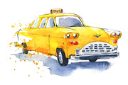 New York yellow cab watercolor, an Illustration by Kamenuka (Thumbnail 3 of 4)