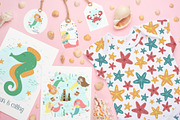 Cute vector little mermaids, a Background Graphic by Samsonchik Store (Thumbnail 7 of 7)