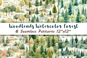 Watercolor Forest Seamless Patterns, a Texture Illustration by PassionPNGcreation (Thumbnail 1 of 3)