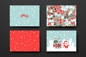 Set Of Cards In Christmas Style