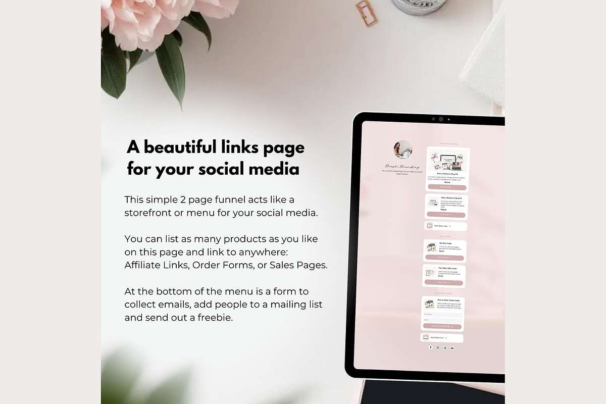Systeme.io Blush Link in Bio, a Landing Page Template by Hayley's Digital Hub (Photo 2 of 10)