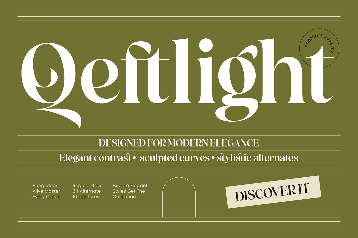 Qeftlight Elegant Contrast Serif, a Serif Font by timelesstype.co (Photo 1 of 10)