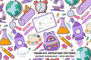 Back to School Seamless Pattern, a Pattern Graphic by Coastal 5 Designs