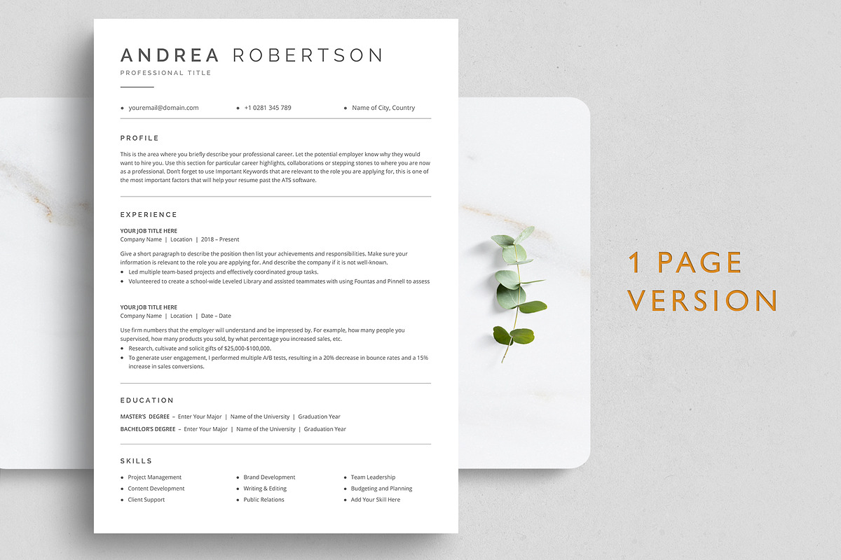 ATS Resume Template, a Resume Template by TheStandOutResume (Photo 2 of 8)