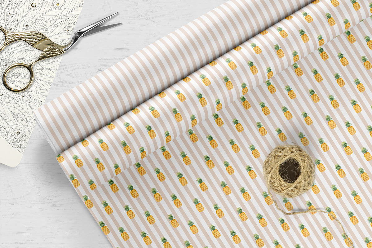 Watercolor Pineapple Patterns Set, a Pattern Graphic by Oksana Dovhopol Art (Photo 9 of 11)