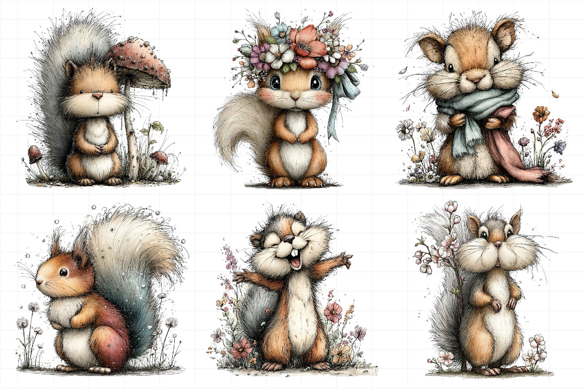Watercolor Spring Squirrel Clipart, an Illustration by Daily.Designs (Photo 8 of 8)